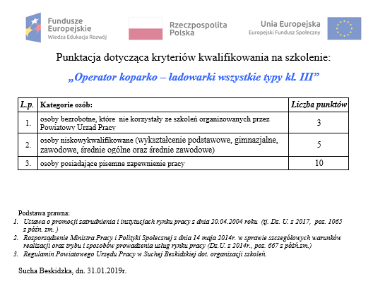 Nabór na szkolenie koparko-ładowarki